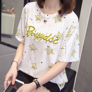 
Pierre cardin 2025 summer new pure cotton short-sleeved T-shirt for women's large size fat mm belly covering 200 Jin [Jin equals 0.5 kg] slim and casual versatile top 9928 yellow light luxury brand this year M [about 80-95]