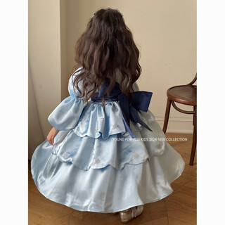 Qian shuosen autumn and winter new girls elsa princess dress snowflake embroidered gemstone ice and snow fairy style birthday dress main picture style 130