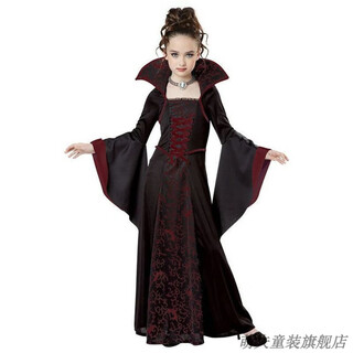 Cute husband halloween costume children's cosplay vampire queen party dress girls masquerade performance costume burgundy 160 cm