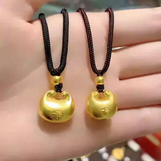 Oidsg old phoenix 999 gold-plated silver big and small fat blessing pendant ancient method small fat blessing pendant pendant small gold lump safety lock big fat blessing 18mm + gold 0.4