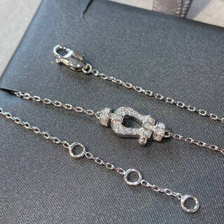 Quamer non-fading horseshoe buckle bracelet necklace for women sterling silver plated 18k bracelet bracelet pure gold necklace simple white gold bracelet