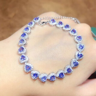 Yixiang natural tanzanite bracelet with alluring purple pure body and sparkling fire. 925 silver precision inlay 4*4mm supports detection. natural tanzanite bracelet with alluring purple all pure body and sparkling color.