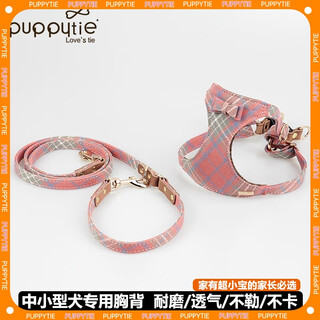 Puppytie dog leash small dog rope dog walking rope vest style teddy corgi pet harness fresh pink - harness + leash xs - ultra-small recommendation 4-10jin jin equals 0.5 kg