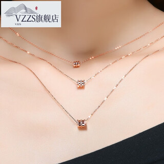 Vzzs 18k gold women's rose gold small waist necklace clavicle chain gold set chain color gold pendant necklace 520 gift 18k gold small waist necklace (medium/rose gold