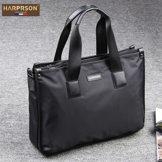 Humperson business briefcase men's handbag business travel computer bag large capacity oxford cloth shoulder messenger bag luxury classic black-38*28.5*11 15.6 inches
