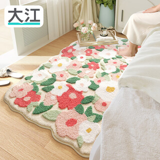 Dajiang bedside carpet bedroom small area home room bedside blanket girls carpet living room bedside blanket thick plush blanket colorful flower sea 160x90cm