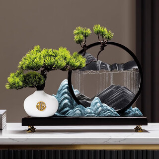 Bai tan welcoming pine quicksand painting ornament new chinese style living room entrance office light luxury high-end decoration teacher's day gift evergreen welcoming pine ink jiangshan