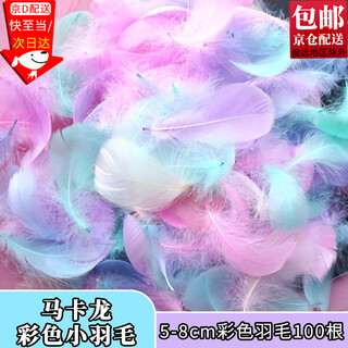Kunsui diy colorful feather kindergarten handmade decoration goose feather dream catcher wave ball wedding decoration macaron mixed color random macaron color small feathers 5-8cm 100 pieces