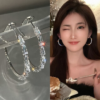 Nianfu s925 silver needle stud earrings light luxury niche exquisite circle earrings women's classic mid-autumn festival gift for girls circle earrings s925 silver needle