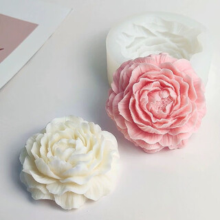 Guig three-dimensional peony flower silicone mold diy chocolate pudding mid-autumn festival cake scented candle home baking mold translucent white peony mold thick section