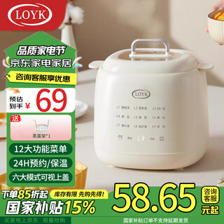 LOYK德国煮蛋器蒸蛋器全自动迷你小型煮鸡蛋神器智能定时六种模式自动断电多功能温泉蛋煮蛋神器 单层 米白色【旗舰款不含炖盅】