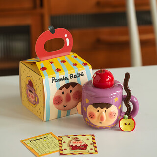 Siyue cute mug cup with lid for girls high-looking ceramic water cup gift box birthday gift purple (with lid and spoon) gift box