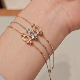 Dl 1998 fat donglai same style 18k gold bracelet 18k gold half set with diamonds women's large size navigation buckle small half diamond rose gold