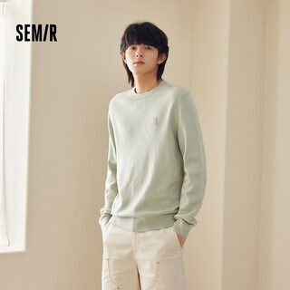 Semir sweater men's winter knitted sweater solid color simple sweater daily base layer top round neck inner wear green flower tone 00340 xl