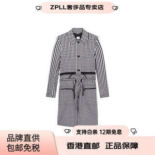 Burberry ветровка средней длины в клетку с принтом и лацканами, с длинными рукавами, мужская черно-белая, черно-белая, один размер 44