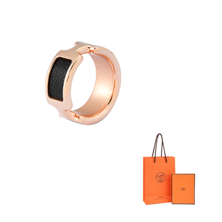 Hermes (hermes) olympe narrow version, classic and exquisite metal ring, same style for men and women, couple style, birthday gift for girlfriend, black/rose gold m basic packaging - packaging box, dust bag or pad