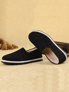 Old beijing cloth shoes 2025 new traditional daddy black cloth shoes men's origin old man shoes flat-soled driver's casual shoes laoba road tire sole 40