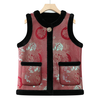 2025 new winter warm granny vest old lady tang suit vest elderly mommy cardigan waistcoat red 5xl 145-160jin jin is equal to 0.5 kg