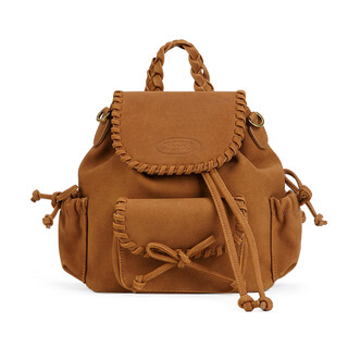 Vanwalk pinecone tribe retro winter new small backpack women's bag bow ins commuting polka dot small backpack caramel brown