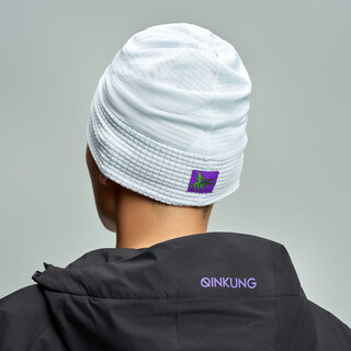 Qinggong (qinkung) thermal checkered knitted hat 2.0 autumn and winter men and women outdoor sports warm fleece sports morning running running hat glacier gray 0