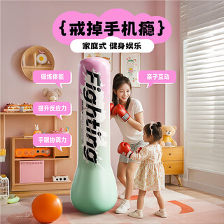 赟娅儿童拳击沙袋充气拳击柱不倒翁拳击靶家用成人儿童青少年训练玩具 1.2米粉色+充气泵+拳击手套