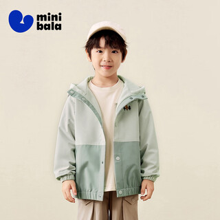 Mini balabala small soft leather autumn new boys hooded jacket baby outdoor warm jacket light khaki 50355 160 cm