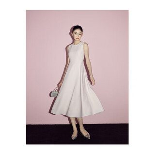 Mandy zhang french hepburn style pink engagement dress women's summer banquet formal dress skirt cherry blossom pink pearl inlaid with diamonds xs