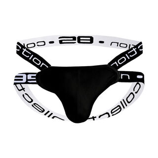 Banfishi men's gay sexy no-take-off thong sexy beltless cotton large bag hollow buttocks exposed gay underwear for men black 3501 m