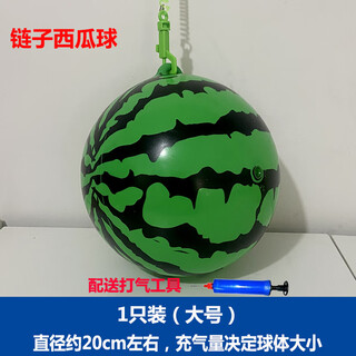 欧洛伊儿童皮球1-3岁带拉绳皮球练习足球儿童充气玩具拍拍球学生室外运 链子西瓜球1个 送气筒