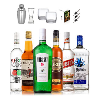 Lubski's original imported foreign wine self-mixed cocktail set six base liquors whiskey vodka rum gin tequila six base liquors (including accessories)