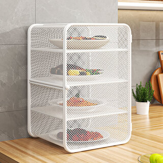 Shelf table leftover food leftover food cover vegetable cover anti-fly cover household storage cabinet cover white 4-layer vegetable cabinet