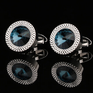 Lieshang french shirt cufflinks men's gold business cufflinks men's and women's simple shirt cuff buttons gift box large ink blue diamond cufflinks