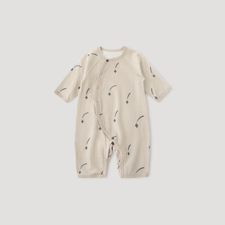 Bali piggy newborn clothes spring and autumn baby harness romper suit four seasons long sleeve air conditioning suit pajamas modal baby onesie beige meteor shower 73cm