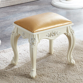 Sigujia official direct sales makeup stool european american dressing stool soft bag small square stool household chair male 43cm height ivory white square stool gold surface (leather
