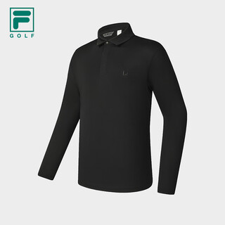 Fila official men's knitted long-sleeved polo shirt 2025 autumn new golf sports sun protection top dark black-bk l 175/96a/l