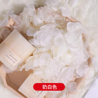 Magic bean shenghuo chinese valentine's day white simulated rose petals wedding decoration wedding hand-scattered petals to express love and proposal romantic wedding room decoration milk white 6 pack (600 pieces)