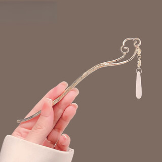 Colorful jade feathers, simple auspicious cloud tassel hairpins, female style new chinese hair accessories, ancient style rocking plate hairpins, hanfu accessories, jade pendant hairpins