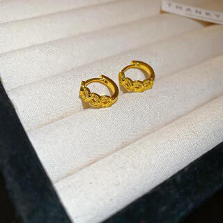 Oidsg old phoenix 99918k real gold plating copper money round earrings retro exquisite earrings feminine and versatile earrings light earrings - gold 18k real gold plating