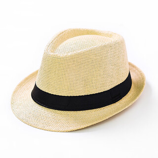 Kamilong men's and women's jazz hats stage performance shopping casual small top hat summer french top hat sun protection trendy straw hat beige m (56-58cm)