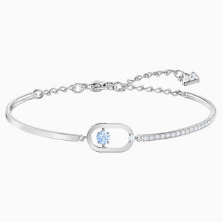Swarovski (swarovski) sparkling dance beating heart bracelet for women, simple and smart bracelet, gift for girlfriend on chinese valentine's day, silver blue dance 5479120