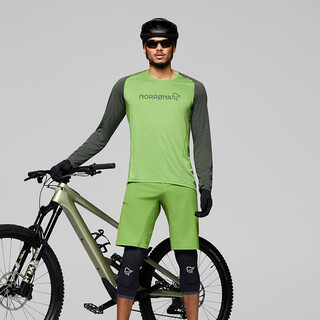 Norrona norwegian old men's outdoor long-sleeved t-shirt fjora equalizer lightweight mountain biking top norrona green (new) xl