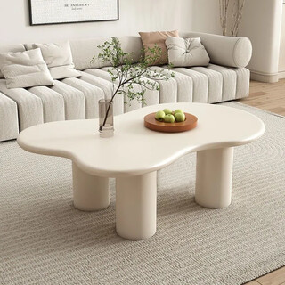Guangyi yunduo coffee table living room home small apartment cream style internet celebrity simple modern special-shaped low table wabi-sabi style small table 100*69*35 cream color