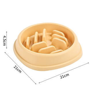 Raft core slow food bowl cat ceramic double hole net red cat and dog bowl pet anti-slip pet supplies young pet slow food bowl anti-slap cream yellow