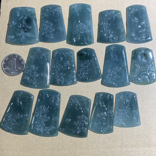 Fat donglai jade dangerous material landscape deer buddha guanyin dragon phoenix unicorn horse cow dog rooster smooth sailing leaf bare stone genuine landscape brand light blue floating flowers randomly sent