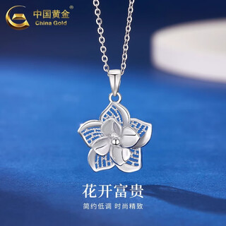 China gold (china gold) platinum flower blooming wealth pendant hollow platinum necklace practical valentine's day gift for girlfriend and birthday gift for wife pt950 platinum flower blooming wealth pendant about 5.8g free sterling silver chain