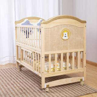 Hebao stroller wooden bed crib solid wood unpainted multi-functional cradle can be spliced newborn european style baby bed new wholesale solid wood color bare bed inner diameter 100*56cm