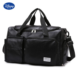 Disney retro large-capacity travel leather bag men's portable waterproof handbag suitcase additional bag short-distance business trip storage bag black large