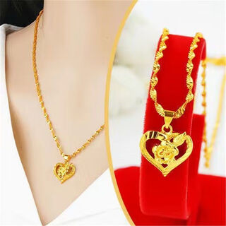 Rsrddy old phoenix gold store model 999 necklace women's love sunflower fashion conch pendant as a gift 18k gold heart of rose - free water wave chain 3.58g for collection