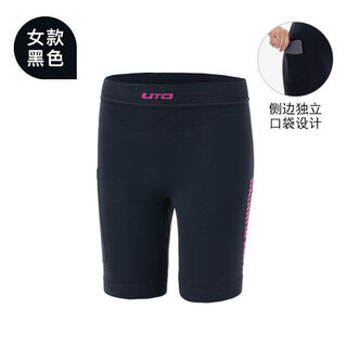 压缩裤女跑步短裤男四分裤紧身腰包裤健身马拉松运动 黑色女款无腰包带侧口袋 S S