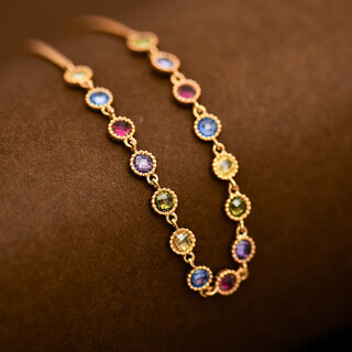 Vzzs korean popular 14k gold bracelet, feminine and versatile, colorful diamond-encrusted gypsophila dense chain plain gold hand accessories for trendy women